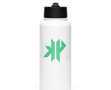 KP steel water bottle with a straw lid